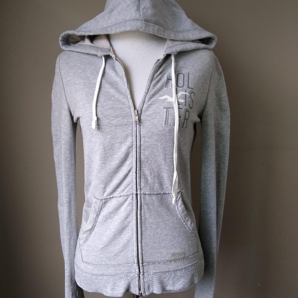 Hollister Gray Zipper Hoodie Sea Gull Ladies Small - Picture 1 of 8